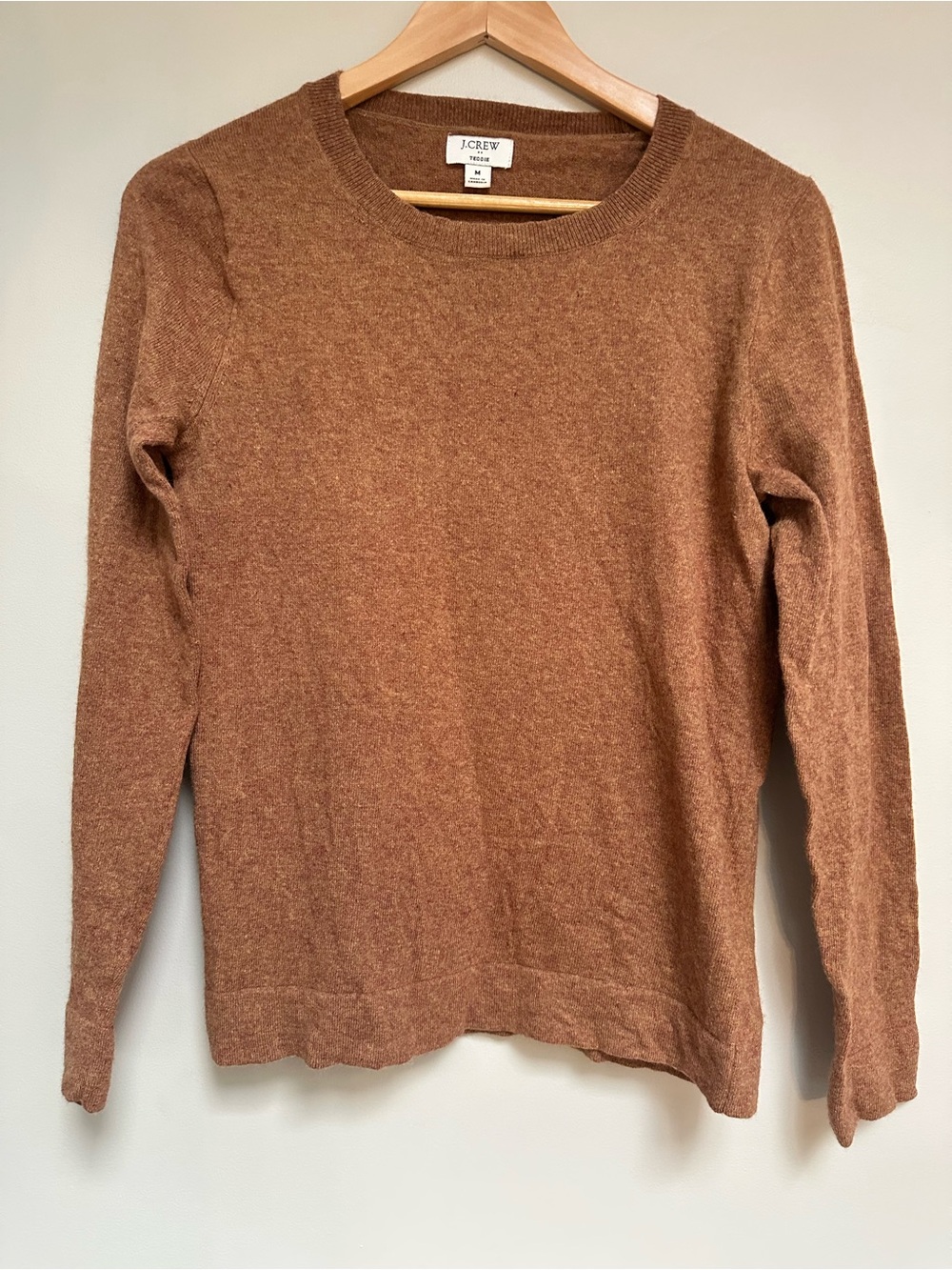 J.Crew Teddie Crewneck Sweater Brown Merino Cotton Blend Women’s Medium